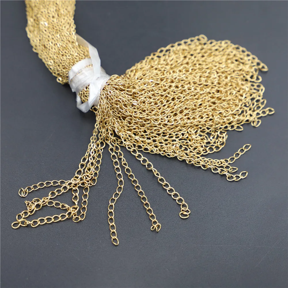 Hot 1.6MM Stainless Steel Necklace Rope 45+5cm Pendant Metal Cuban Link Chains Lobster Clasp DIY Jewelry Accessories Wholesale