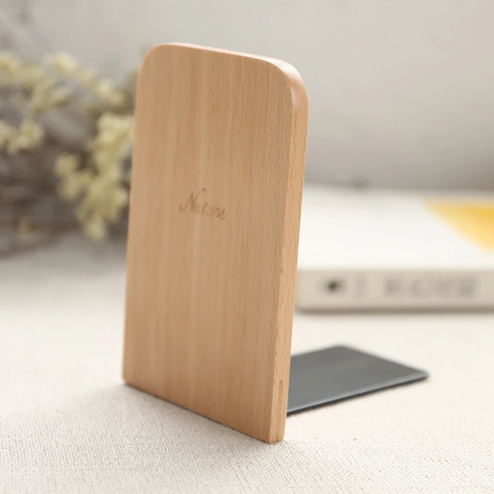 

2Pcs Wood Bookends Heavy Beech Wooden Book Stand Design for Home Office Book Supports Nonskid Bookends Shelves