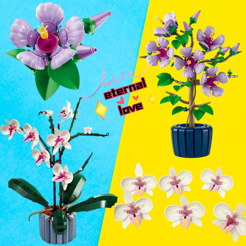 

КОЛЛЕКЦИЯ BOTANICAI: Конструктори «Цветок гибискуса/Орхидея» (номера 10372/311), совместимые с Lego, подходят для подарков на день рождения