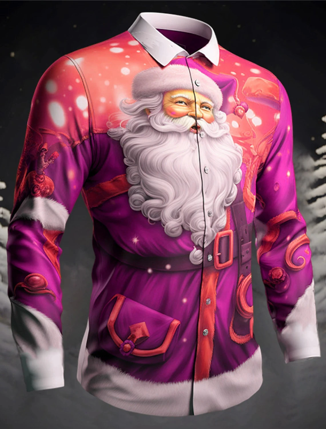 Santa Claus 3D printing hot selling Christmas Day series street party men's tops printed casual and fashionable men's long sleev