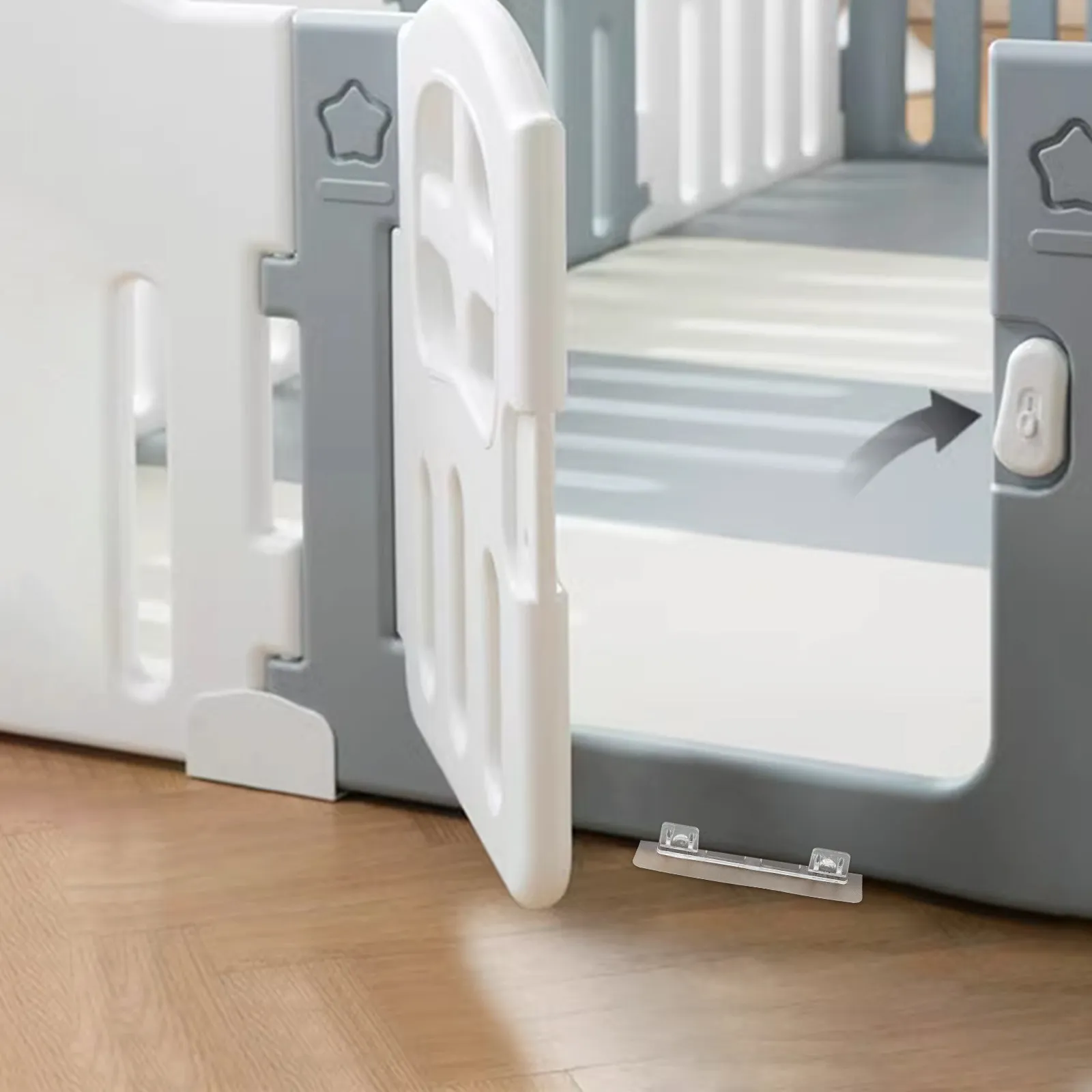 

Набор из 8 пластиковых противоскользящих оснований-стабилизаторов для детских и вольерных манежей, сменные, с клейкой основой, для надежного крепления к полу