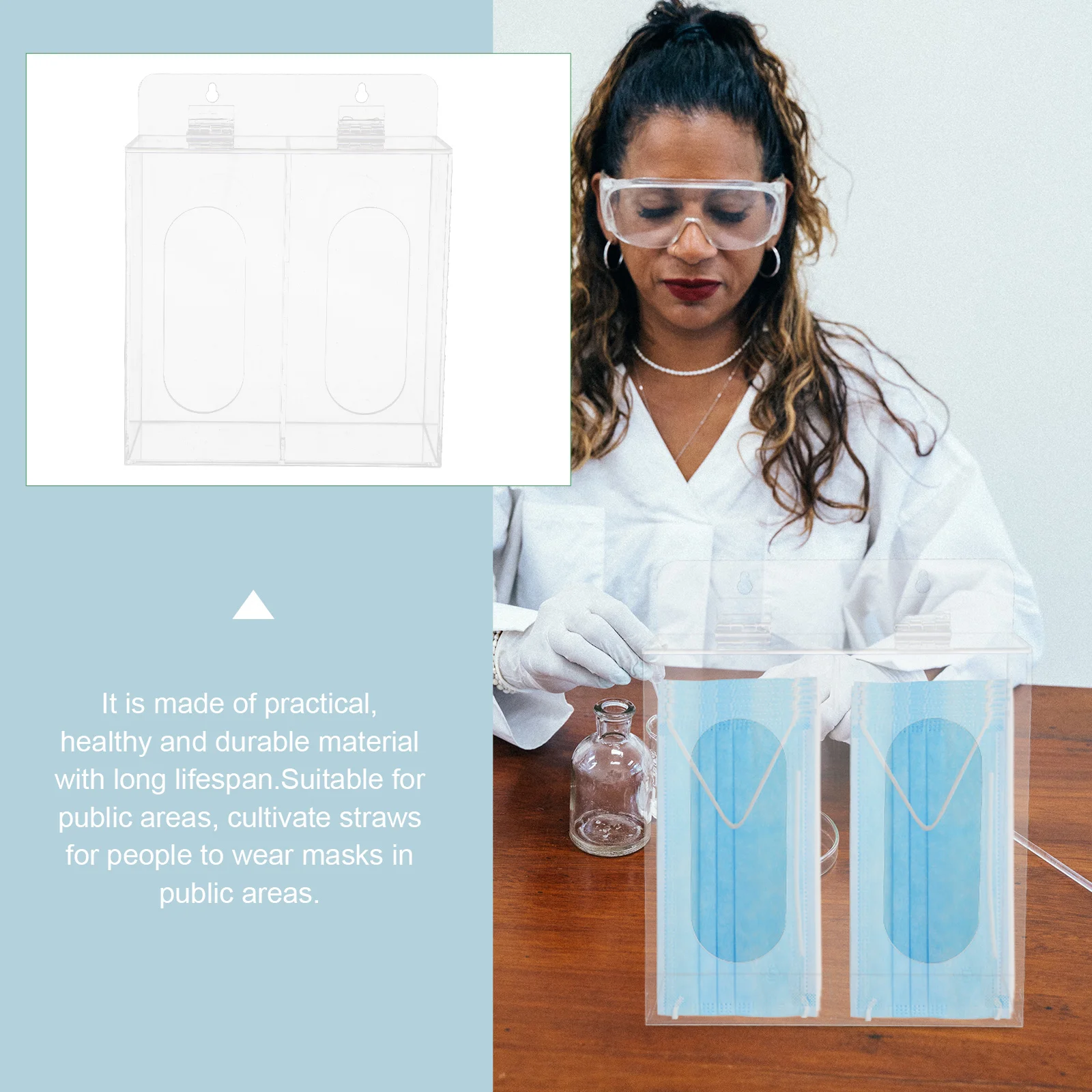 Wall Mounted Holder Disposable Mask Holder Acrylic Dispenser Clear Storage Container for Masks Protective Organizers Bath Rack