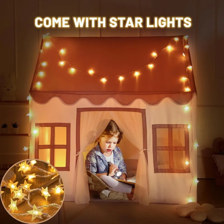 Wilwolfer Speeltent voor binnen - Groot speelgoedhuis voor peuters in bruin voor jongens en meisjes Binnenspeelhuis met duurzame stof Ideal Pla