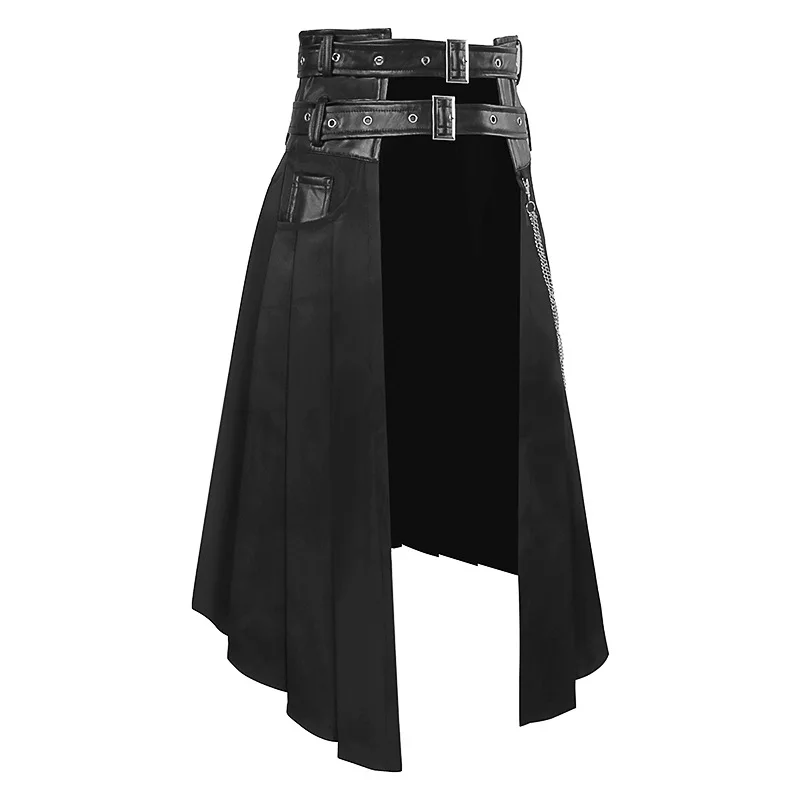 Herren Lederrock Frühling und Herbst New Rock Nicht-Mainstream-Punk-Stil lässig großer halber Rock – Detail 6