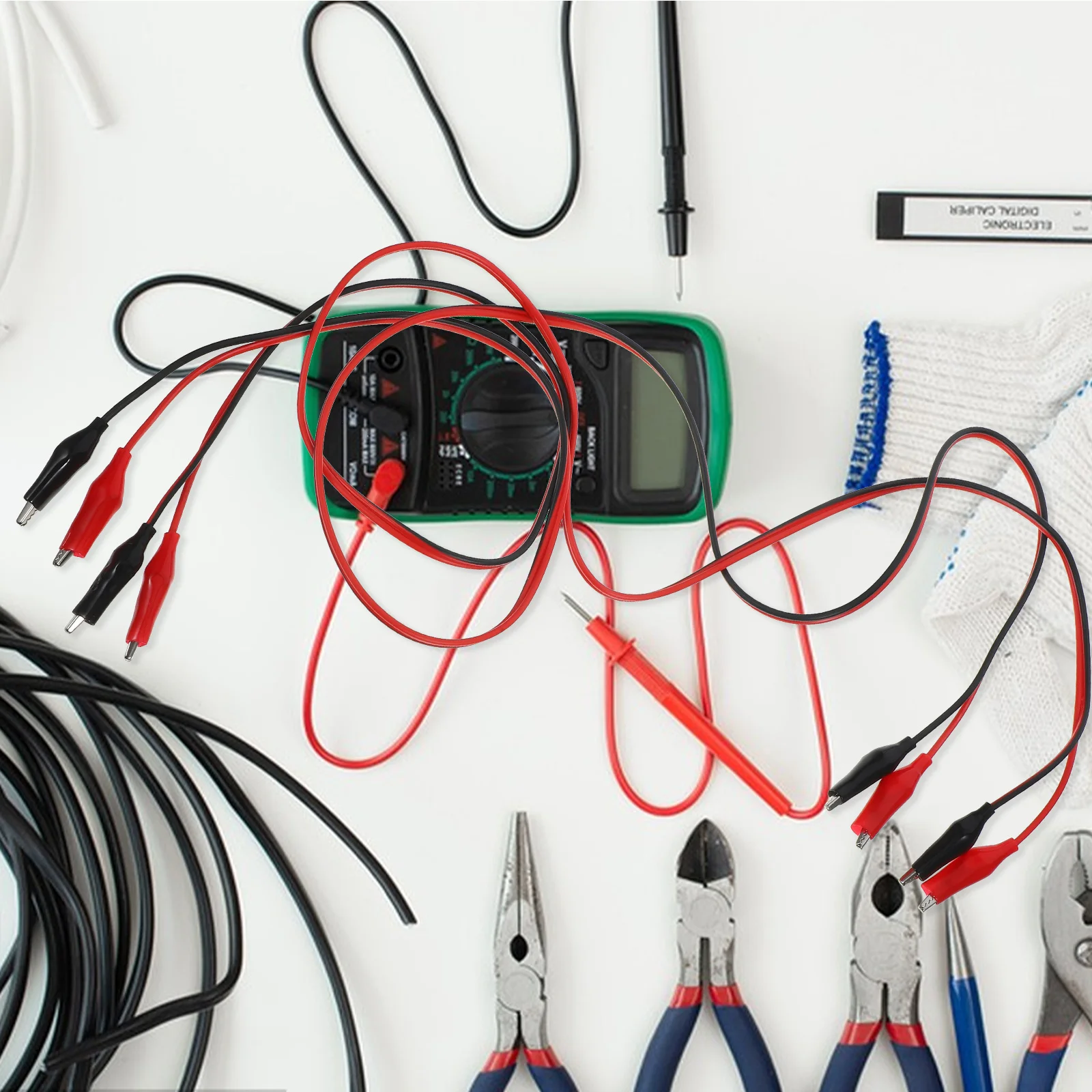 

2pcs Alligator Clip Wire Jumper Cable For Circuit Testing Double-Ended Electrical Test Leads Insulated Flexible Connection Tools