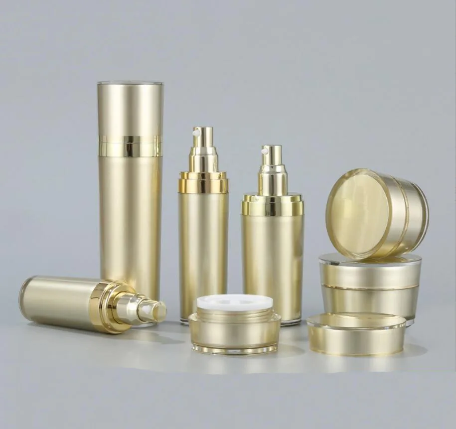 15ml 30ml 50ml 120mlgold acrylic cone shape bottle jar pot tin mask gel cream essence gel moisture toner foundation toilet wate