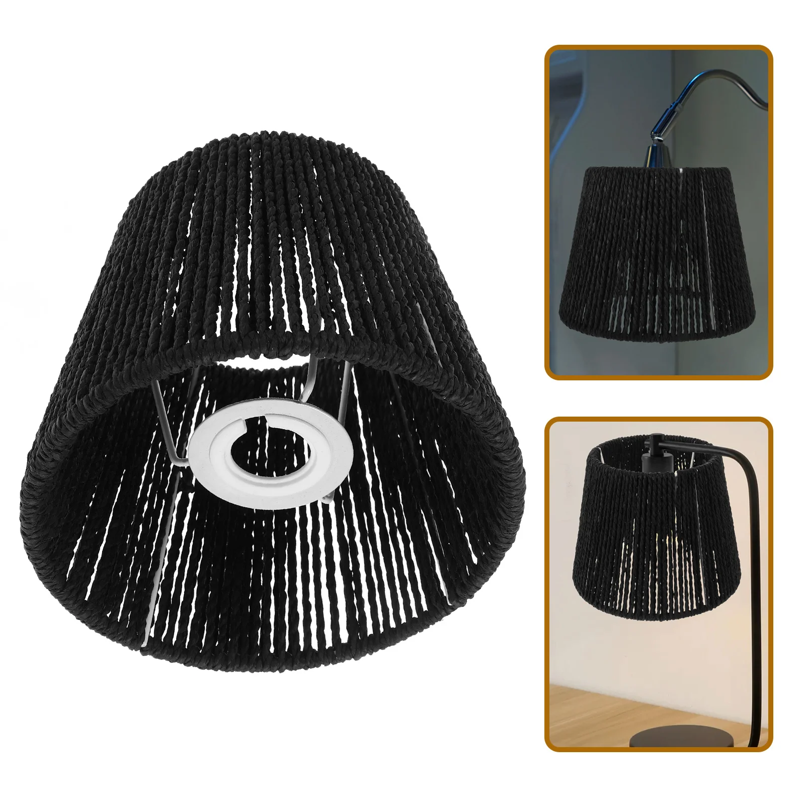 

Handwoven Paper String Lamp Shade Woven Light Cover Replacement for Home Hanging Floor Desk Lamp Vintage Rustic Chic