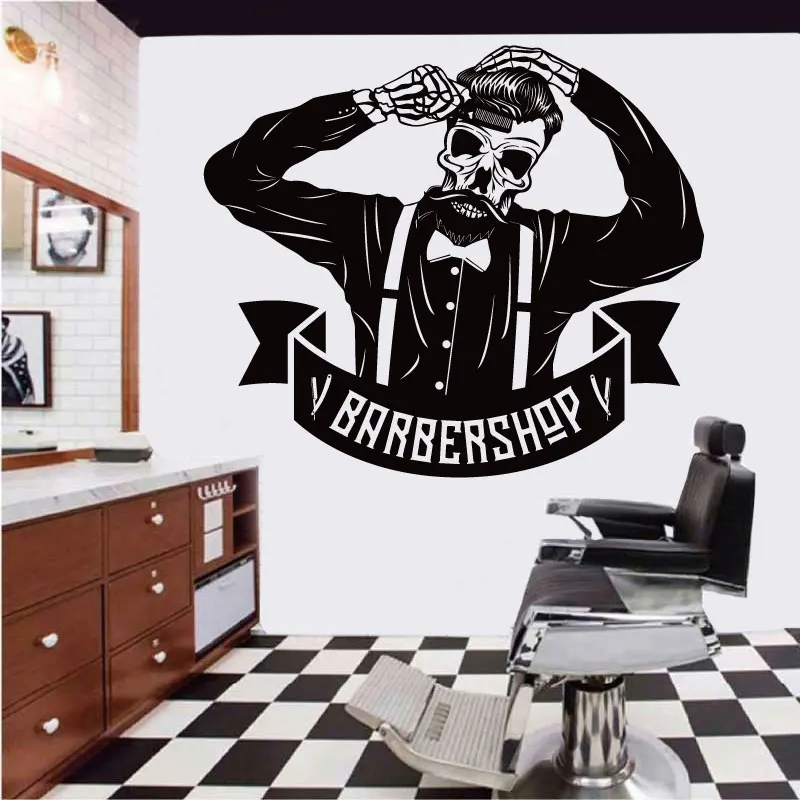 Customizable text name barber shop wall stickers personalized barber salon signboard windows door decorative vinyl decals LF1