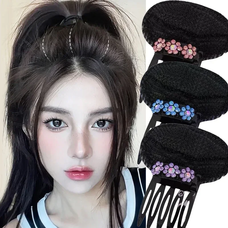 Rhinestone Invisible Fluffy Sponge Hair Clip Front Volume Base Puff Cushion Hairs Clips Bun Hair Styling Tool Women Hair Hairpin