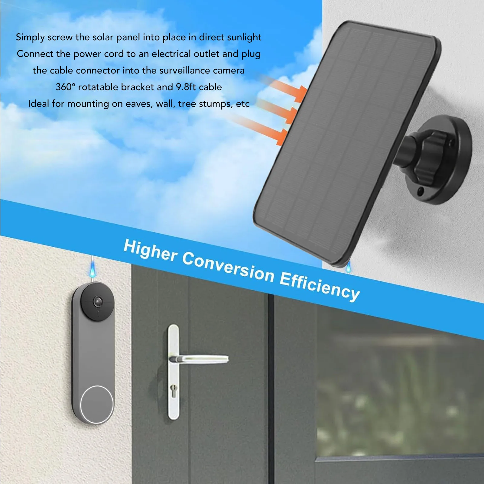 12W Solar Panel Charger IP65 Waterproof Magnetic Charging Security Camera Solar Power Supply For Arlo Pro 3 Pro 4 Ultra 2 Go 2