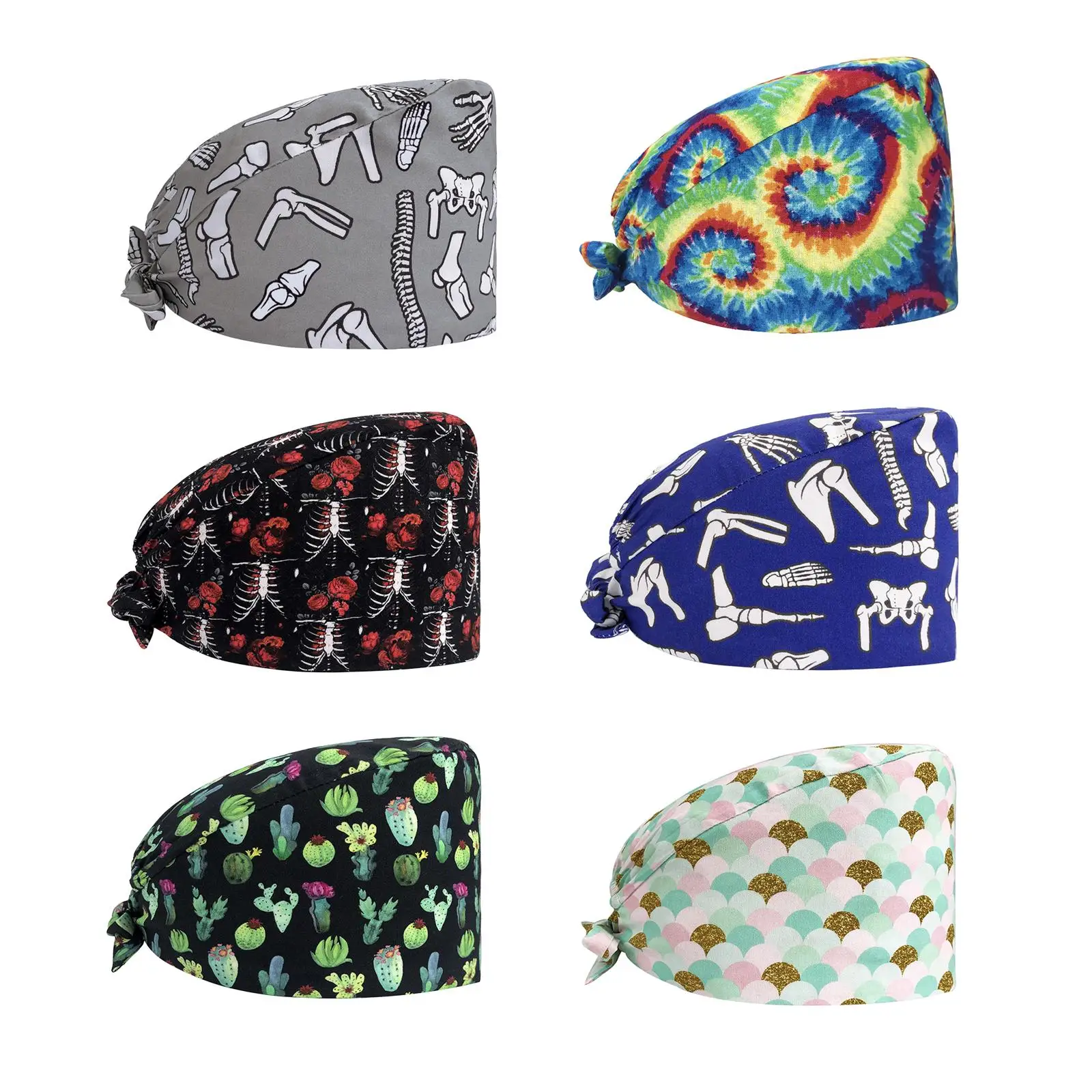 Scrub Cap Hospital Hat Absorb Sweat Breathable Headcover Nurses Hats for Adults