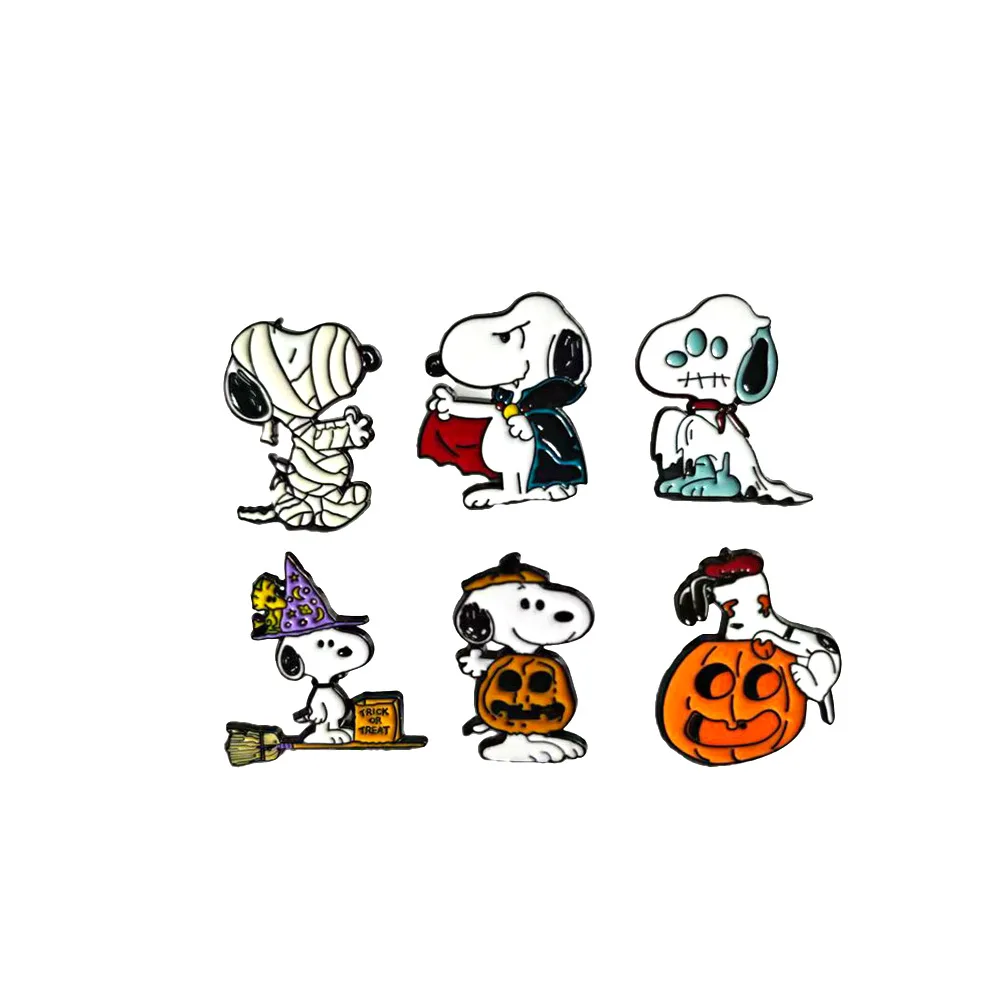 

Classic Snoopy Cartoon Anime Halloween Pumpkin Cute Metal Drip Oil Clothes Bag Decorations Brooch Y2k Fashion Toys Anime Cartoon