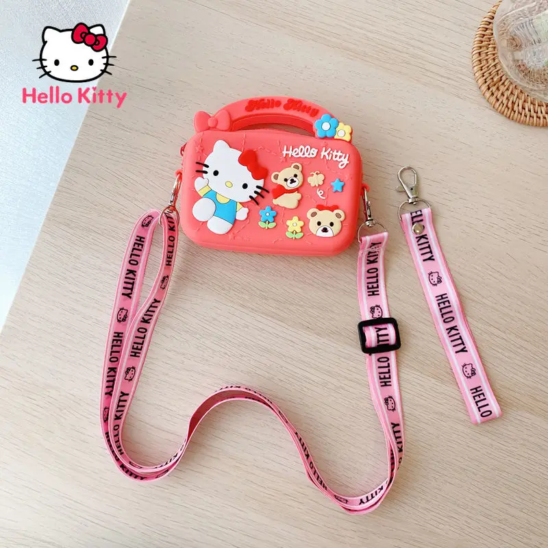 

TAKARA TOMY Hello Kitty2021 New Silicone Portable Lipstick Data Cable Storage Bag Coin Purse Cute Creative Key Case