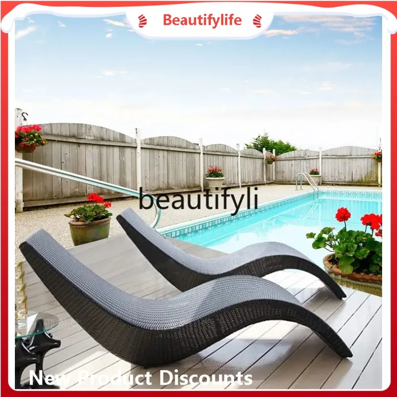 cn0420 Außenbett, Garten, Balkon, Rattanstuhl, Sofa, Rattan, Innenhof, S-Typ-Liegestuhl