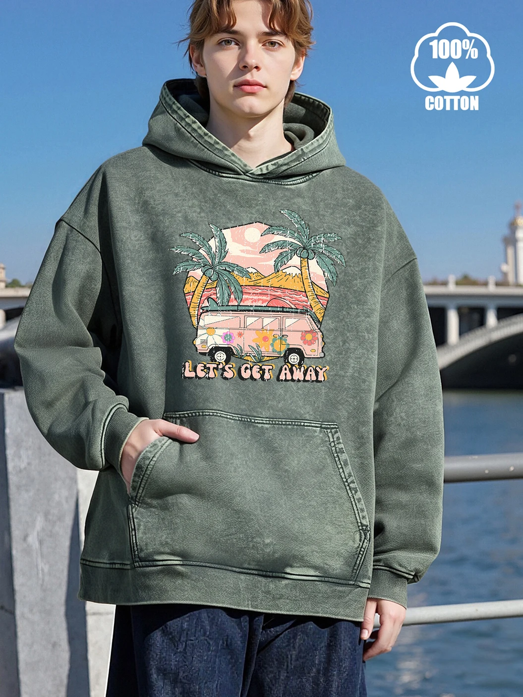 Let'S Get Away Printed Men Soft Warm Hoodie Street Oversize Sweatshirt Casual Cotton Clothing Autumn Fashion Streetwear Man