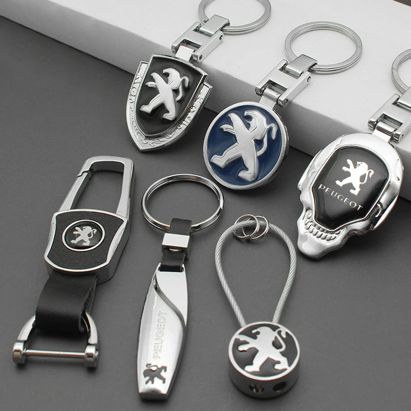 3D Metal Leather Car Styling Keychain for Peugeot 508 208 3008 407 607 307 RCZ 308 206 2008 Auto Key Chain Key Rings Accessories