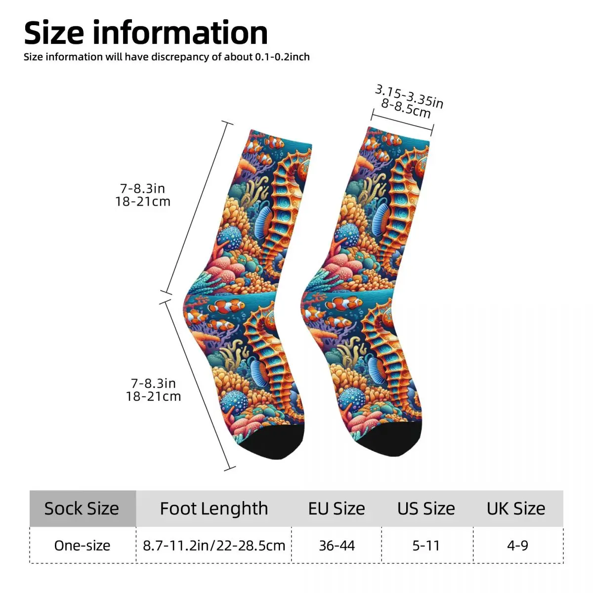 Sea Horse Sock Printed Man Polyester