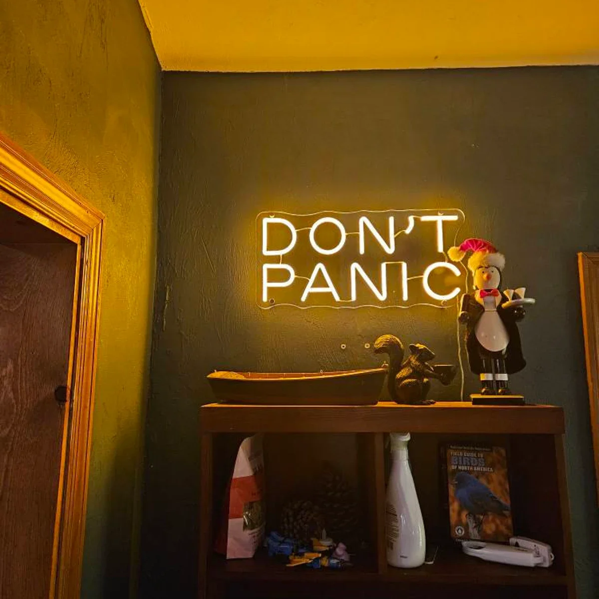 

Don't Panic Neon Sign Book Lover Gift Bookish Decor Sign Book Obsessed Room Decor Positive Wall Art Sign