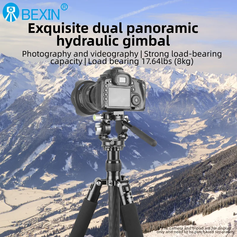 BEXIN DT-02RV 360° Panoramic Hydraulic Video Head Detachable Handle Arca Swiss Plate Max Load 8kg for DSLR Camera Tripod