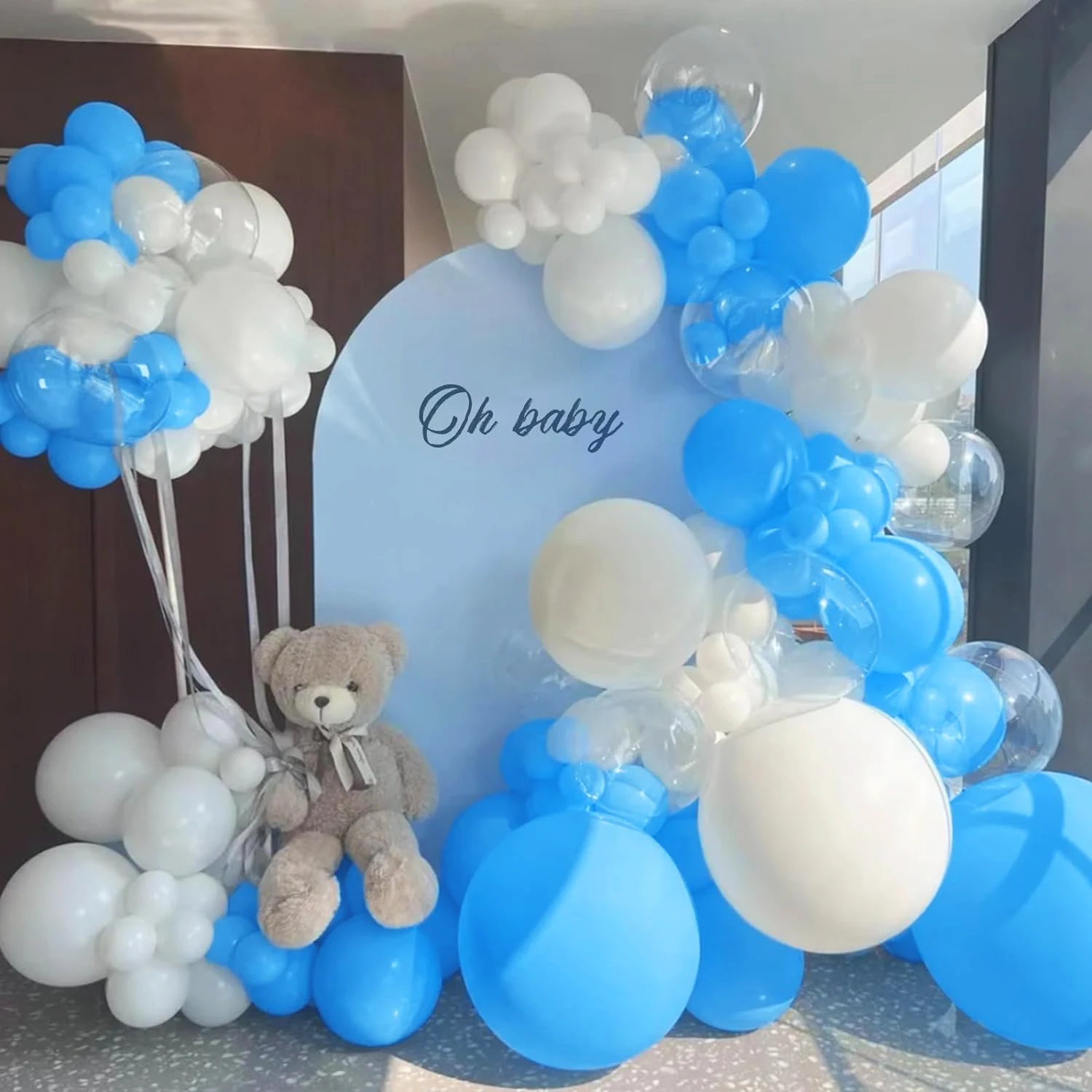 97-teiliges blaues und weißes Latex-Ballon-Set, geeignet für Geburtstagsfeiern, Hochzeiten, Partydekorationen zum Valentinstag