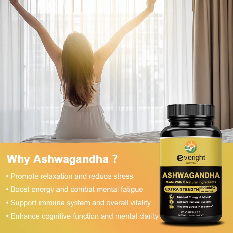 Ashwagandha Extract Capsules,Natural Health Support,5 in 1 Premium Formula Nutrition Supplement,Stress Relief and Energy Support