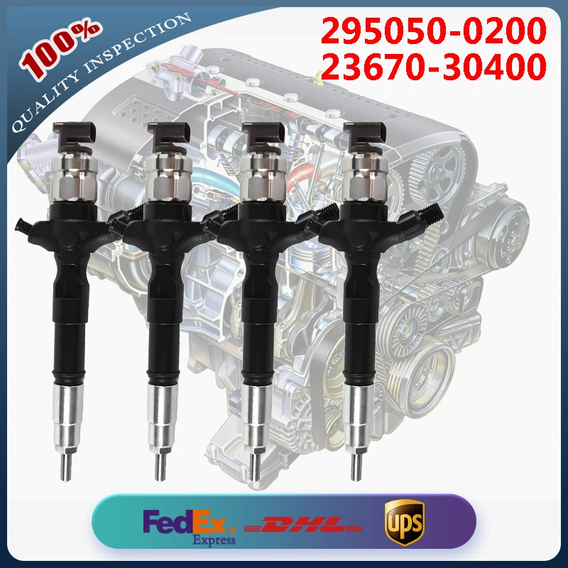 

4PCS 295050-0200 2367030400 Fuel Injector for Toyota Hilux Land Cruiser Prado 1KD-FTV Engine