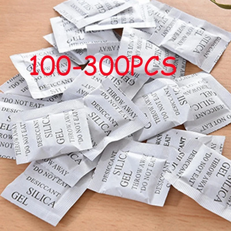 100-300PCS Packs Non-Toxic Silica Gel Desiccant Damp Moisture Absorber Dehumidifier For Room Clothes Food Storage Kitchen Tools