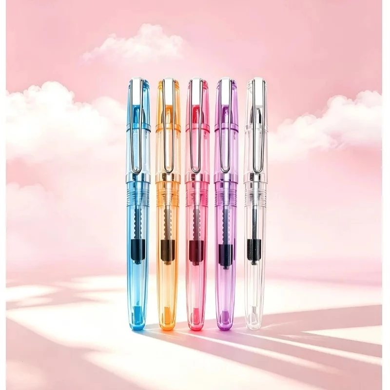BANMI Colorful Transparent Fountain Pen Multi-hued Ergonomic Writing Pen for Correct Posture Stationery Office School Supplies