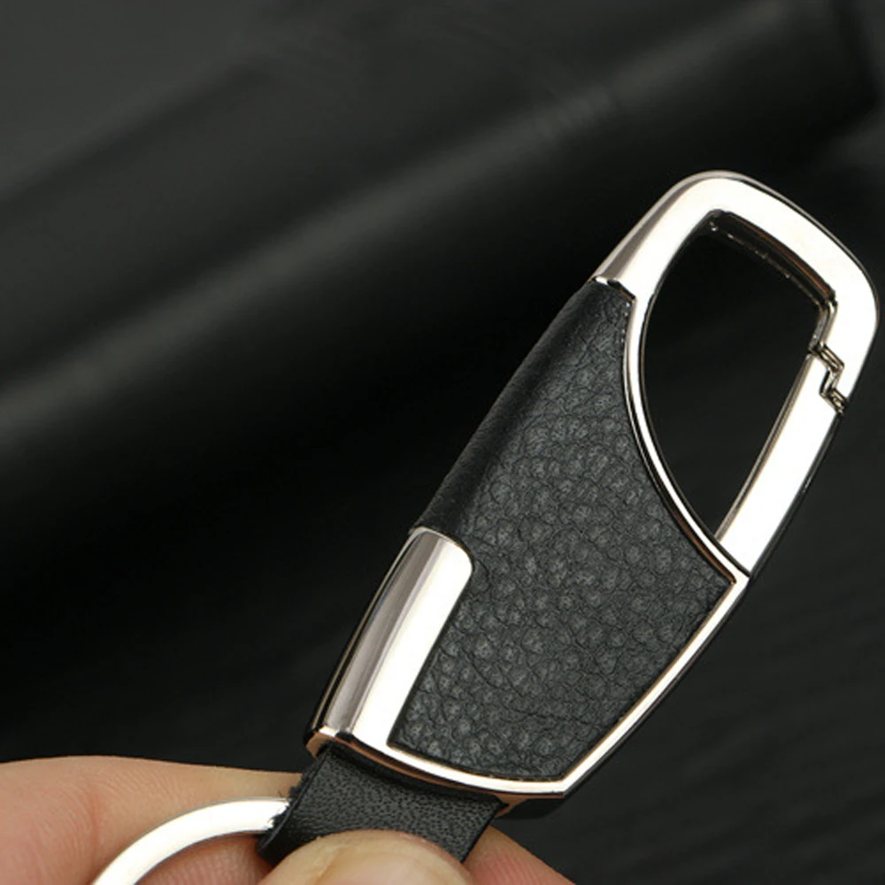 1Pc Universal Men Fashion Creative Car Metal Leather Keyring Charms Keychain Pendant Key Rings Stylish Car Interior Accessories