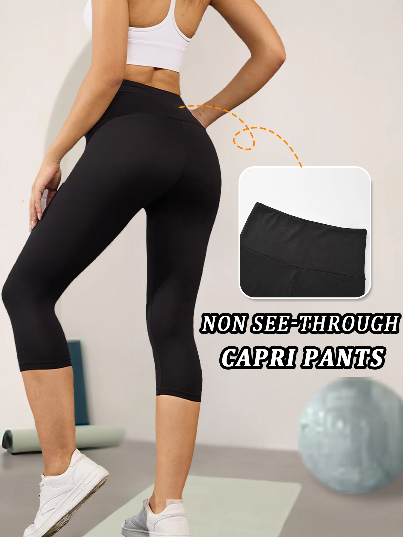 Confezione da 3 capri da donna a vita alta, super morbido, per il controllo della pancia, non trasparente, per allenamento, yoga, corsa, atletica, push up, palestra