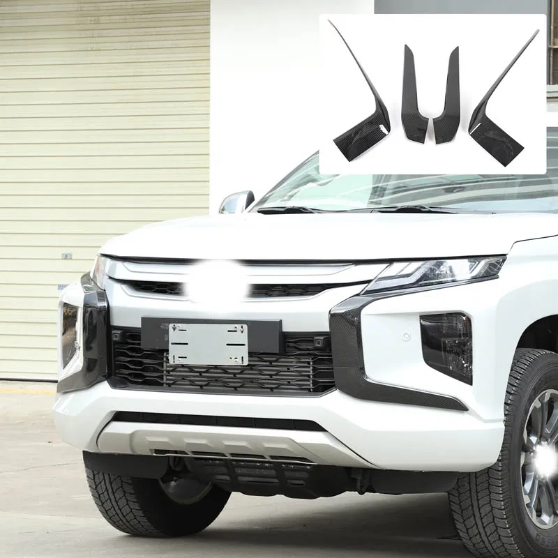 

For Mitsubishi L200/Mitsubishi Triton 2019-2023 Car Front Bumper Grille Decorative Strip ABS Carbon Fiber Car Accessories