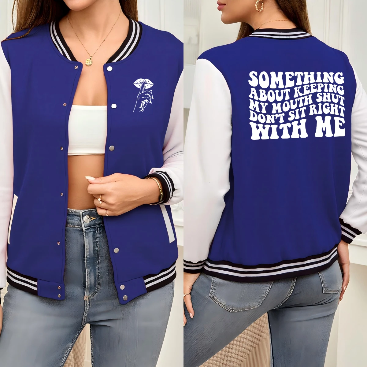 

Creative Font Design Prints Women Comfortable Baseball Jersey Loose Fashion Jacket Casual Autumn Unisex Clothes Soft Sport Veste