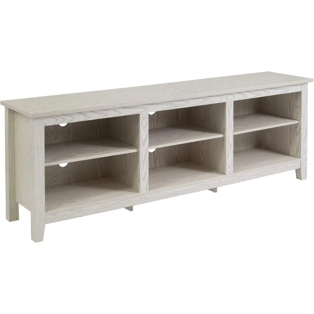 

Walker Edison Wren Classic 6 Cubby TV Stand for TVs up to 80 Inches, 70 Inch, White Wash