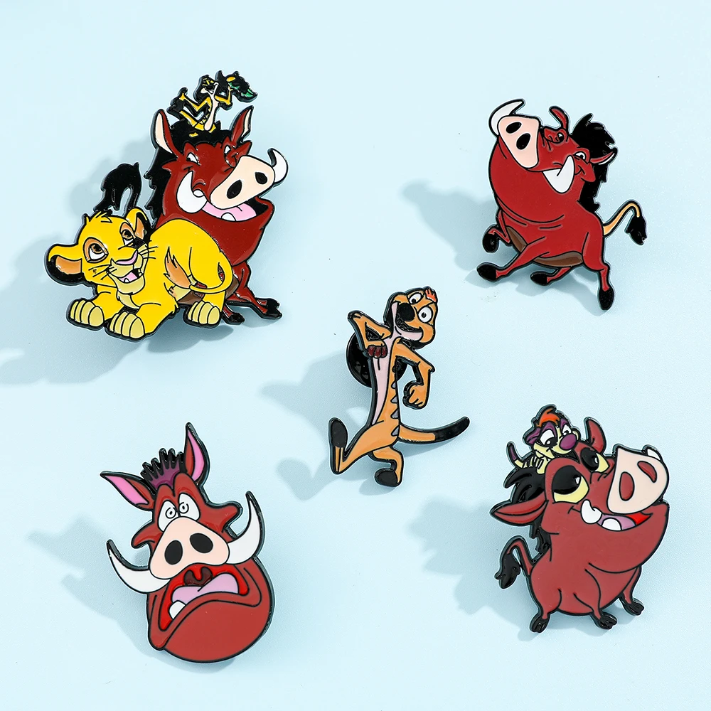 Cartoon-Löwen-Broschen aus Metall, niedliche Anstecknadeln für Jeansjacken, Rucksäcke, Hüte, Kleidungsdekoration, Hakuna Matata Schmuckgeschenk für Fans – Detail 3