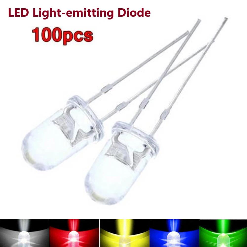 100pcs/pack 3MM Light Emitting Diodes Electronics Kit Box DC 2-3V LED Diode Assorted Kit White Green Red Blue Yellow Orange