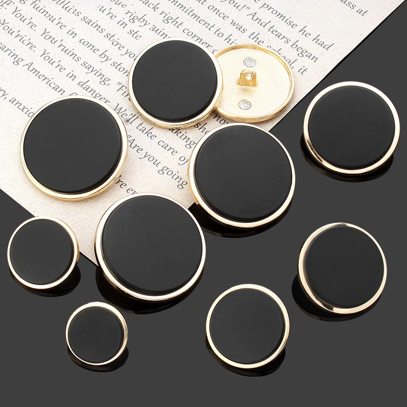 15-28mm Black Metal Buttons for Clothes Windbreaker Jacket Women's Shirt Cardigan Coat Buttons Sewing Needlework Scrapbooking