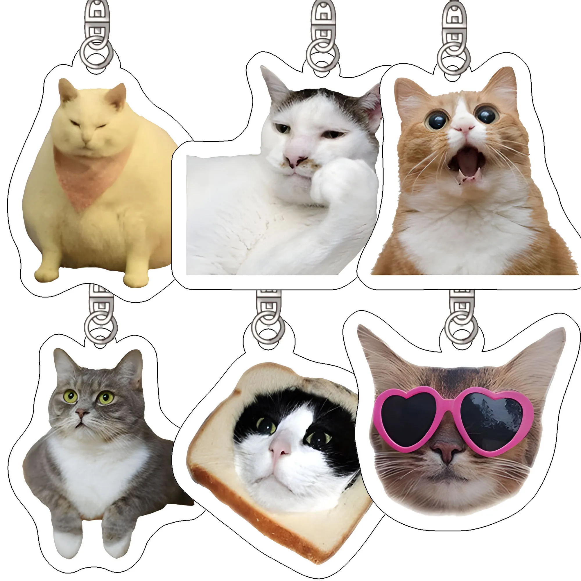 Kawaii Adorable Cat Keychain Acrylic Animal Key Holder For Friends Rodent Lover Birthday Jewelry Bag Pendant Gift Bag Charms