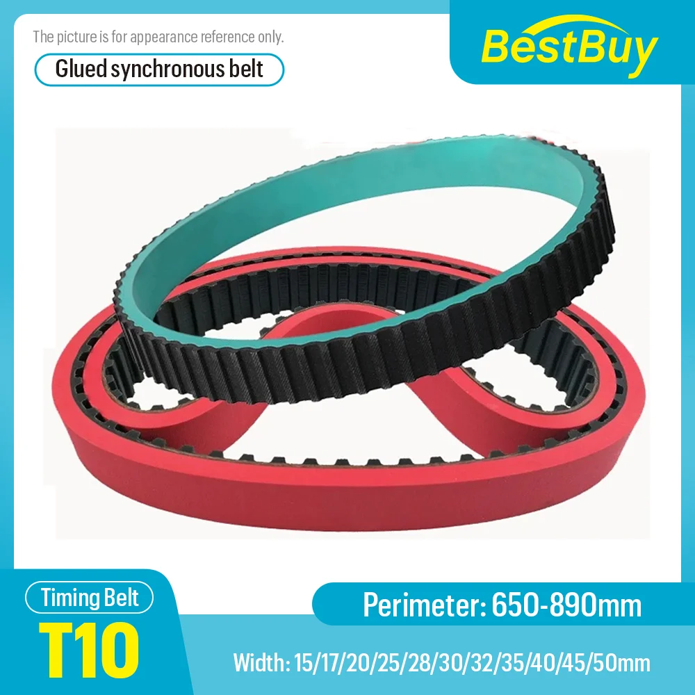 

T10-Timing Belt Factory Direct 650-890mm Red Rubber For VFFS Packing Machine Heat Resistant Ended Food Grade Synchronous Belt