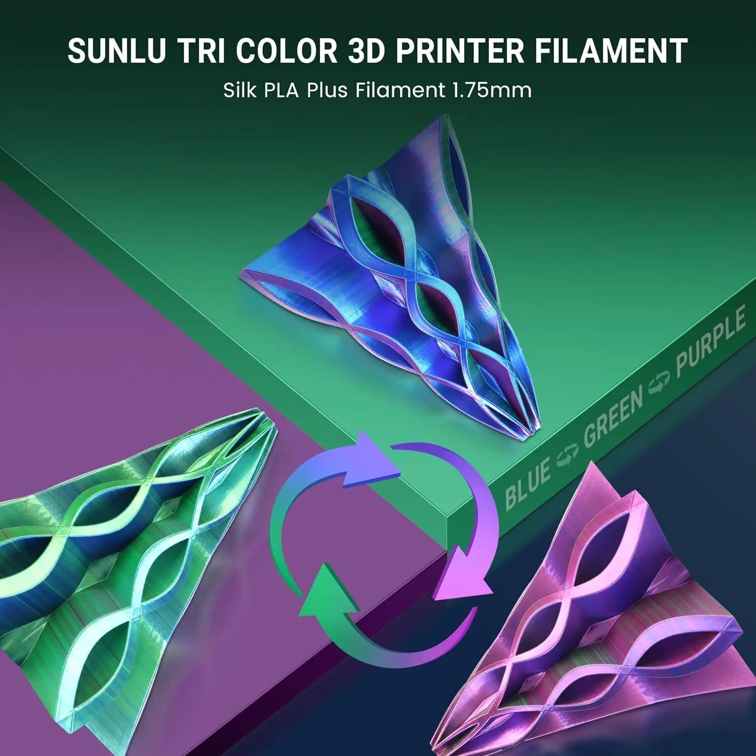 SUNLU SILK Dual &Triple Colors  3D Printer Filament 5KG 1kg/roll 1.75mm Dimensional Accuracy +/- 0.02 mm 2.2 LBS (1KG) Fast Ship