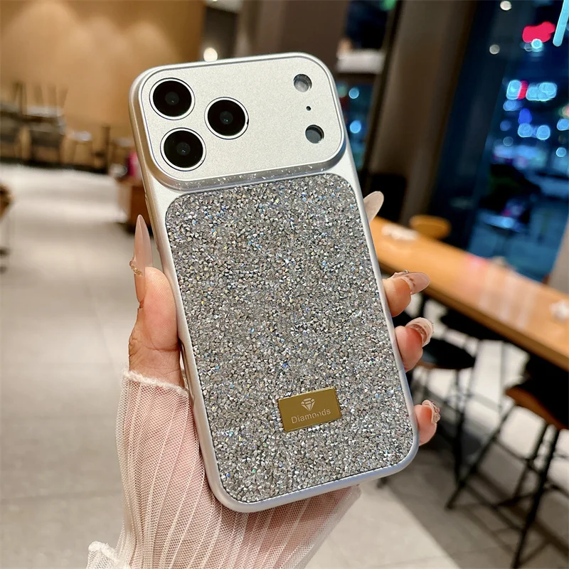 

Luxury Sparkling Rhinestones Diamond Studded Phone Case For iPhone 17Air 13 14 15 16 17 Pro Max Camera Protect Shockproof Cover