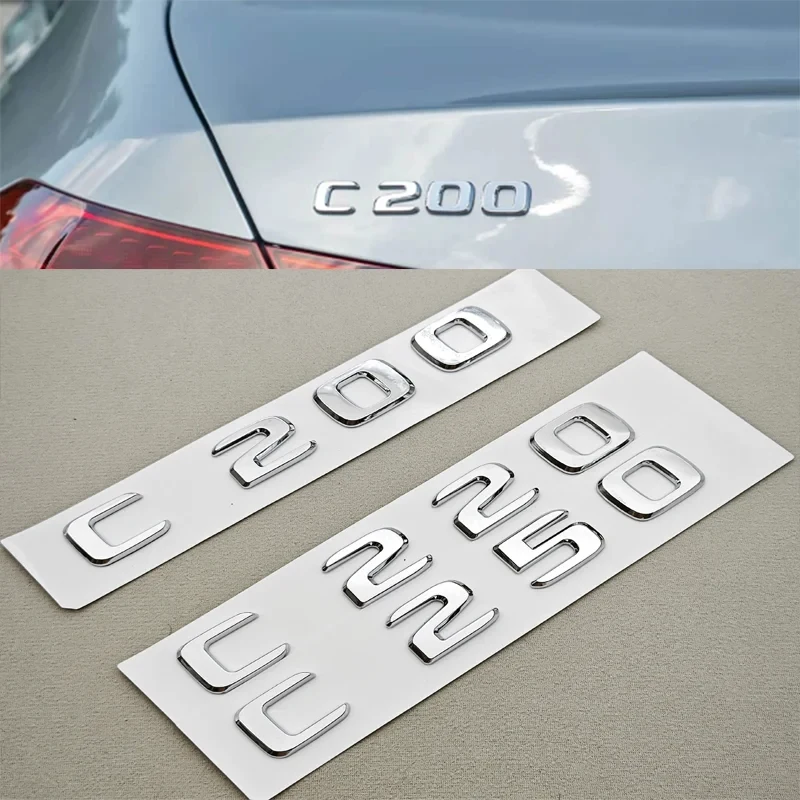 ABS Car Letters C200 C220 C250 C300 Logo Rear Trunk Badge Emblem Sticker For Mercedes Benz C Class W201 W202 W203 W204 W205 view 3