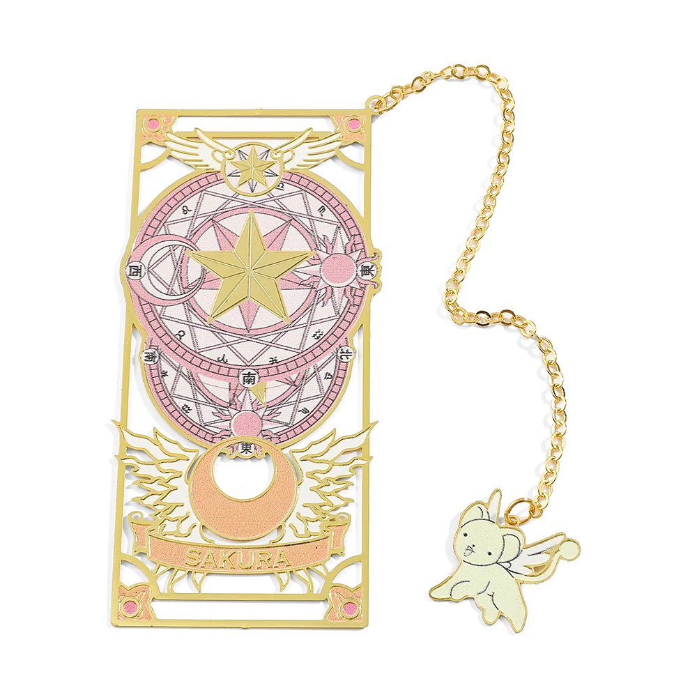 Anime Card Captor Sakura Sweet Cute Bookmark Pink Star Moon Modeling Bookmark File Mark Cartoon Collectibles Toys for Children