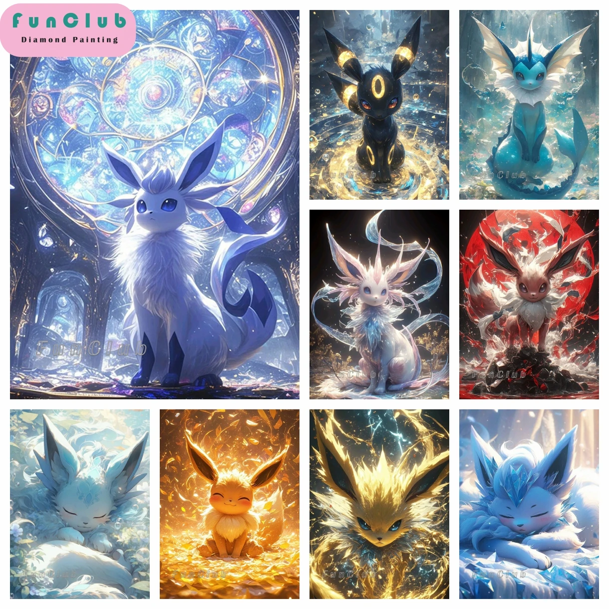 5D Japanese Anime Pokemon Eevee Diamond Painting Cross Stitch Kit Embroidered Rhinestone DIY Mosaic Home Decor Children\'s Gifts