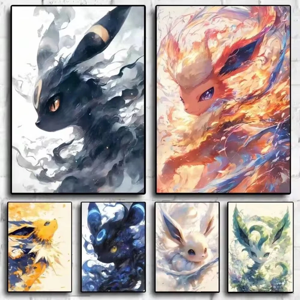 poster-moderno-de-anime-pokemon-pintura-em-tela-eevee-vaporeon-flareon-jolteon-e-impressao-hd-imagem-de-arte-de-parede-decoracao-de-casa