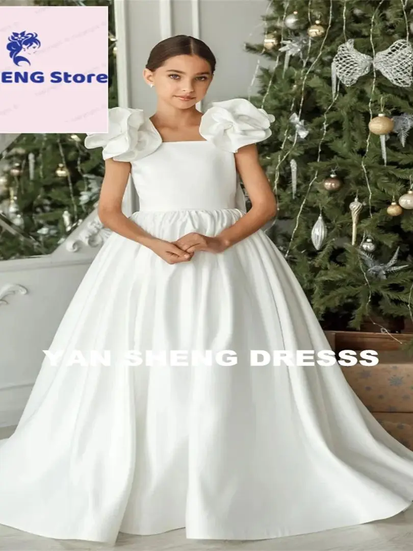 فساتين فتاة الزهور المخصصة من التول الوردي المغبر وحزام اللؤلؤ المتدرج مع فيونكة لحفلات الزفاف المسائية وحفلات أعياد الميلاد والأميرة G