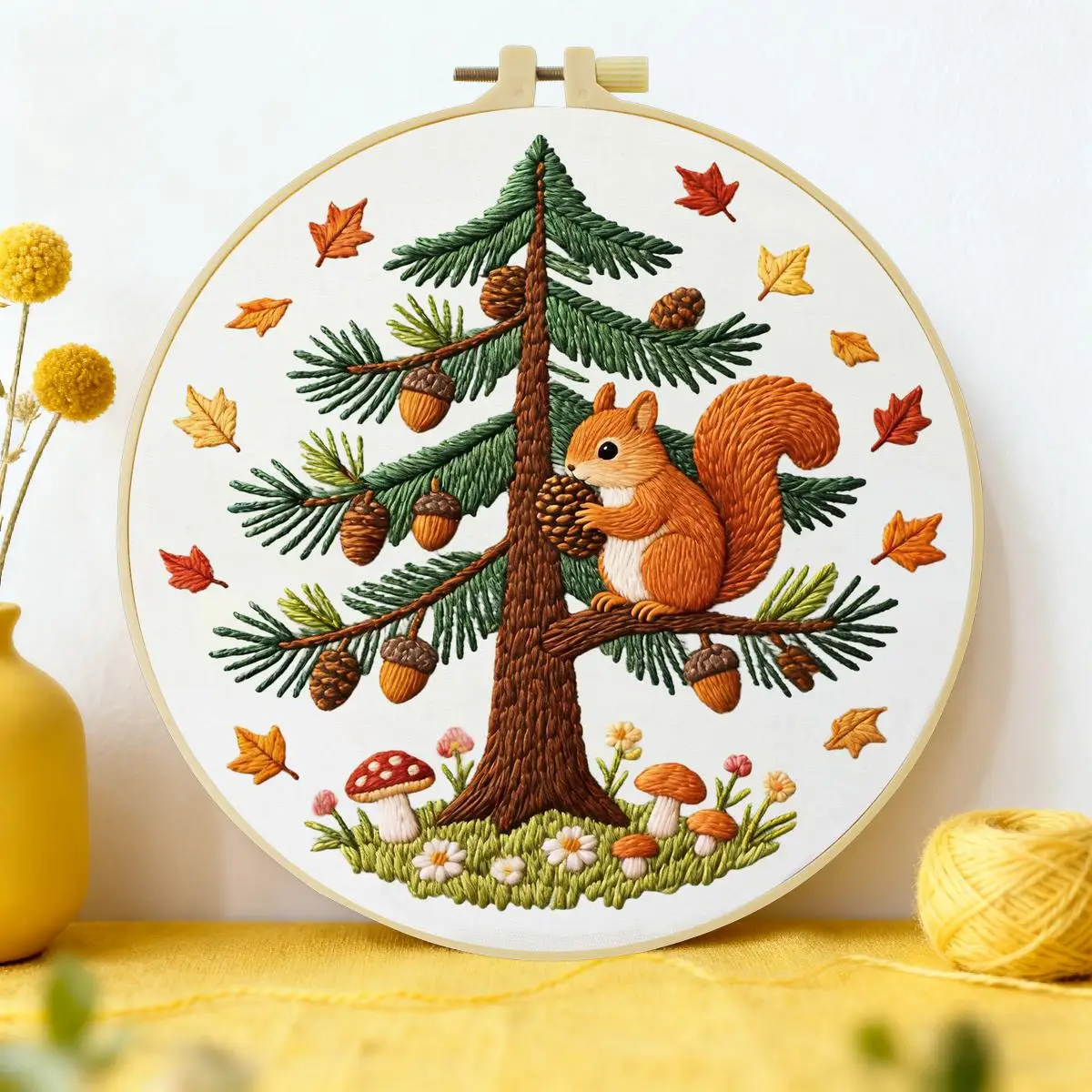 1 Stück 20X20CM/15X15CM 7,87/6,3 Zoll Eichhörnchen-Stickerei-Starter-Kit DIY-Kit DIY-Stickerei-Set Handarbeiten Malerei – Detail 2