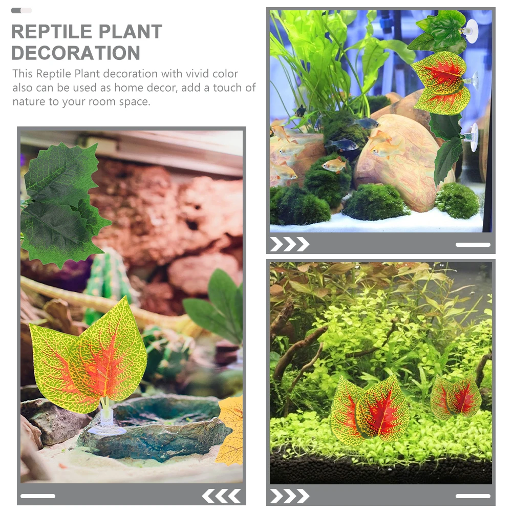 

4pcs Purple Perilla Leaf Decor For Reptile Tank Fish Aquarium Artificial Plant Terrarium Habitat Decoration Plant Ornament