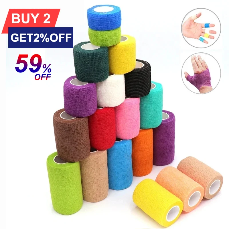 Tom\'s Hug Colorful Sport Self Adhesive Elastic Bandage Wrap Tape 4.8m Knee Support Pads Finger Ankle Palm Shoulder Bandage