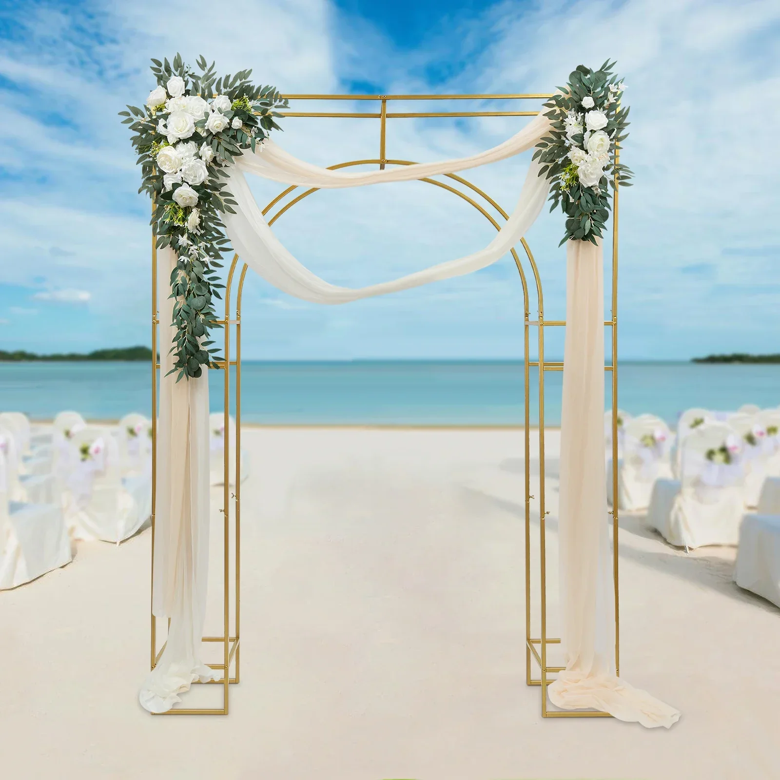 Wedding Arch Backdrop Stand Arch Support Balloons for Ceremony Square Metal Balloon Arch Stand Garden Arbor Frame for Wedding