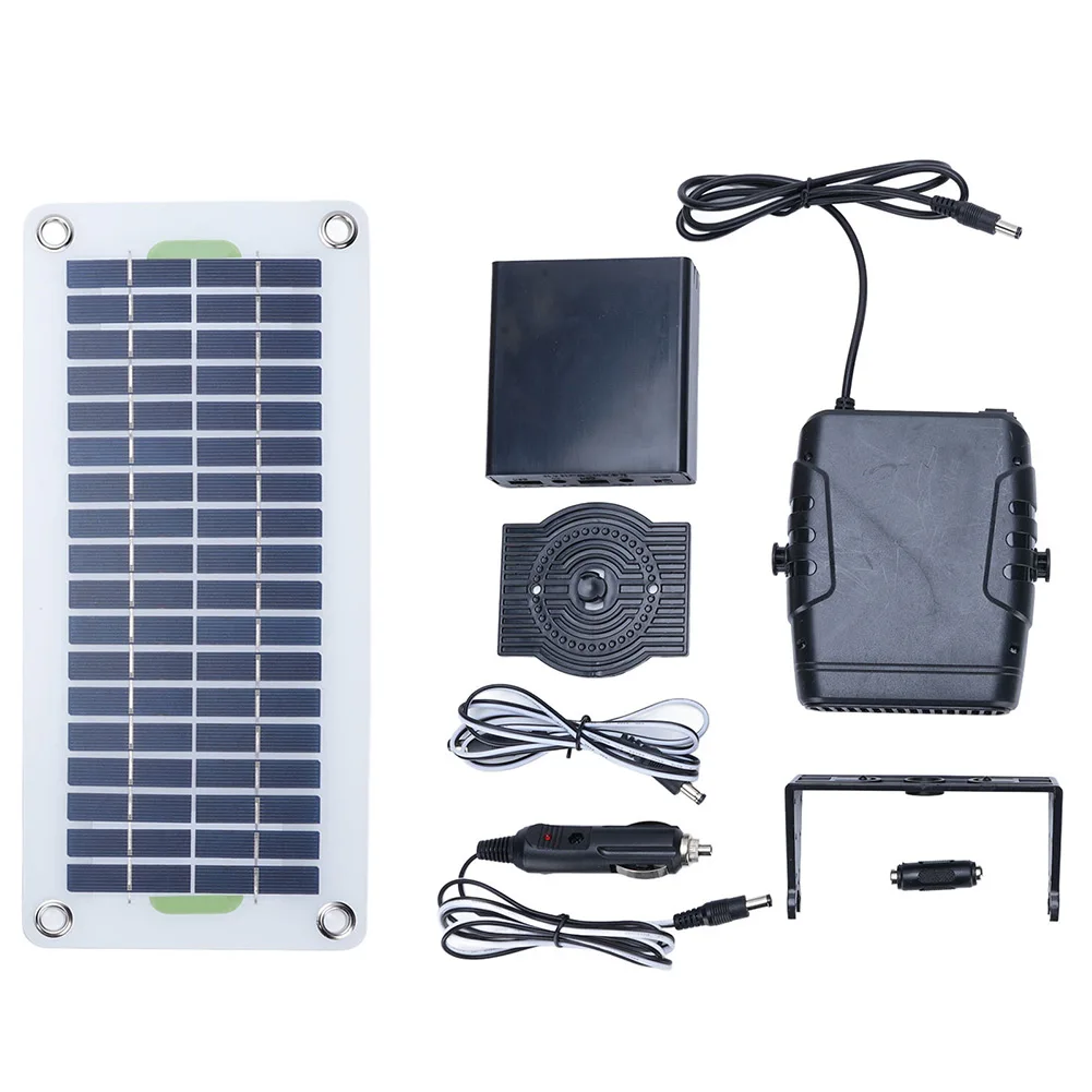 30W 12V Portable Solar For Fan Heater Crystalline Silicon Panel For Outdoor Camping Vehicle Car Warming Space Heating Black
